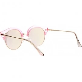 Round Womens Fashion Sunglasses Round Circle Accent Top Mirror Lens - Pink - C1187SIEM7G $12.39