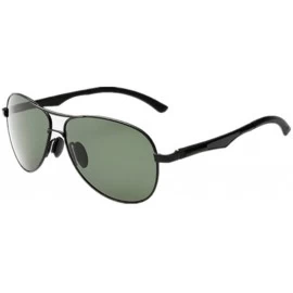 Semi-rimless Mens Vintage UV400 Polarized Sunglass Men Driving Fishing Pilot Sun Glasses - Black F Green - CX182Z4ZWCU $10.00