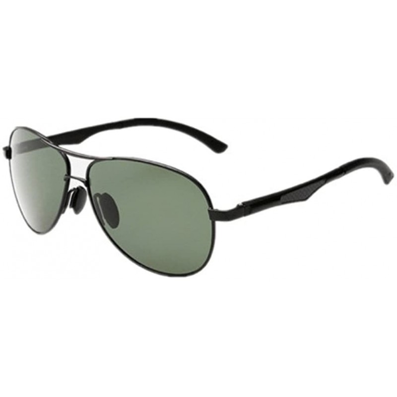 Semi-rimless Mens Vintage UV400 Polarized Sunglass Men Driving Fishing Pilot Sun Glasses - Black F Green - CX182Z4ZWCU $10.00