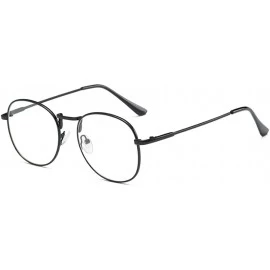 Round Men women retro glasses full frame round resin lenses myopia glasses - Black - CN18EA997M5 $44.44
