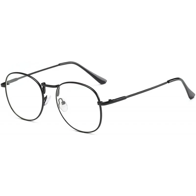 Round Men women retro glasses full frame round resin lenses myopia glasses - Black - CN18EA997M5 $44.44