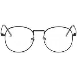 Round Men women retro glasses full frame round resin lenses myopia glasses - Black - CN18EA997M5 $44.44