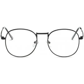 Round Men women retro glasses full frame round resin lenses myopia glasses - Black - CN18EA997M5 $26.17