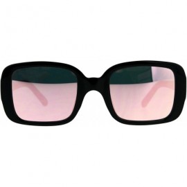Rectangular Womens Thick Plastic Minimal Color Mirror Mod Sunglasses - Black Pink - CW18C7IY7C2 $23.08