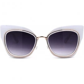 Butterfly Womens Double Rim Thick Cat Eye Retro Fashion Sunglasses - White Gold Smoke - C4194OMCX5X $18.07