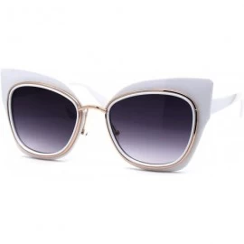 Butterfly Womens Double Rim Thick Cat Eye Retro Fashion Sunglasses - White Gold Smoke - C4194OMCX5X $10.89