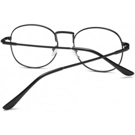 Round Men women retro glasses full frame round resin lenses myopia glasses - Black - CN18EA997M5 $26.17