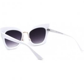 Butterfly Womens Double Rim Thick Cat Eye Retro Fashion Sunglasses - White Gold Smoke - C4194OMCX5X $10.89