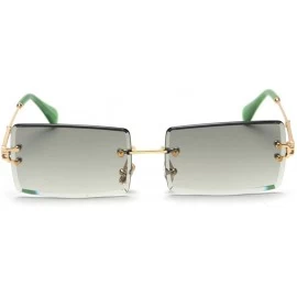 Rimless Fashion Rimless Sunglasses Women Accessories Rectangle Female Sun Glasses Green Black Brown Square Eyewear - C718T9XH...