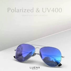 Wrap Aviator Sunglasses for Women Polarized Mirror with Case - UV 400 Protection 60MM - 5-Blue/frame 145mm - CU186XWOOTU $12.89