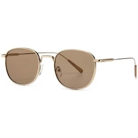 Square Square Sunglasses Women Retro Summer Male Sun Glasses Metal Frame Uv400 Summer - Light Brown Lens - CI1973CW24S $20.06