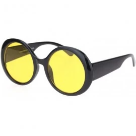 Round Womens Round Circle Mod Hippie Color Lens Plastic Wizard Sunglasses - Black Yellow - C418M4DU9T7 $12.18