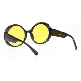 Round Womens Round Circle Mod Hippie Color Lens Plastic Wizard Sunglasses - Black Yellow - C418M4DU9T7 $12.18