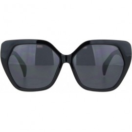 Oversized Womens Mod Plastic Squared Butterfly Chic Sunglasses - Black Solid Black - CX18MGRRRGY $22.44