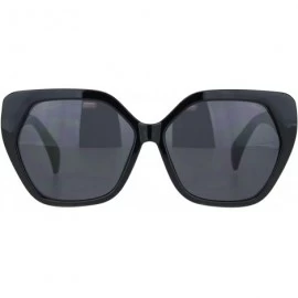 Oversized Womens Mod Plastic Squared Butterfly Chic Sunglasses - Black Solid Black - CX18MGRRRGY $12.56