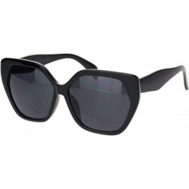 Oversized Womens Mod Plastic Squared Butterfly Chic Sunglasses - Black Solid Black - CX18MGRRRGY $22.44