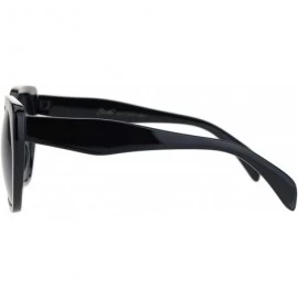 Oversized Womens Mod Plastic Squared Butterfly Chic Sunglasses - Black Solid Black - CX18MGRRRGY $12.56