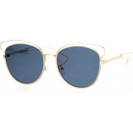 Wayfarer Womens Metal Wire Horn Rim Butterfly Retro Sunglasses - Gold Black - CA12GOHHPIJ $12.39