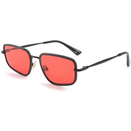 Square Unregularly Square Frame Sunglasses Trendy Glasses for Women Easy Matching - Blackred - CL18AXAW03L $18.07