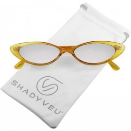 Oval Slim Vintage Small Oval Narrow Colored Wide Mirrored Mod Hype Fashion Sunglasses - CO18QC7906A $20.35
