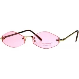 Oval Rimless Skinny Diamond Shape Sunglasses Womens Indie Fashion Shades - Gold (Pink) - CR18EDH98AZ $11.39