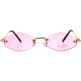 Oval Rimless Skinny Diamond Shape Sunglasses Womens Indie Fashion Shades - Gold (Pink) - CR18EDH98AZ $11.39