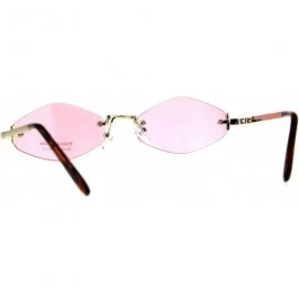 Oval Rimless Skinny Diamond Shape Sunglasses Womens Indie Fashion Shades - Gold (Pink) - CR18EDH98AZ $11.39