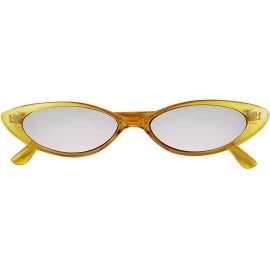 Oval Slim Vintage Small Oval Narrow Colored Wide Mirrored Mod Hype Fashion Sunglasses - CO18QC7906A $9.10