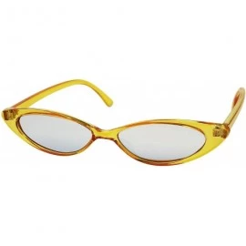 Oval Slim Vintage Small Oval Narrow Colored Wide Mirrored Mod Hype Fashion Sunglasses - CO18QC7906A $9.10