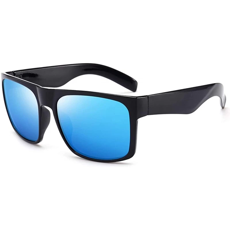 Sport Mens Square Polarized Sunglasses Lightweight UV Protection - Black&blue - CX18MG84392 $10.36
