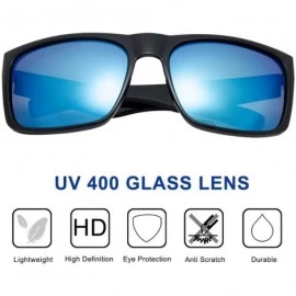 Sport Mens Square Polarized Sunglasses Lightweight UV Protection - Black&blue - CX18MG84392 $10.36