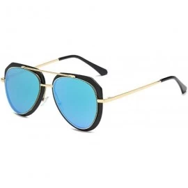 Aviator Trendy men and women two-tone sunglasses retro sunglasses - Blue Reflective Color - CZ18HCOT30N $27.77