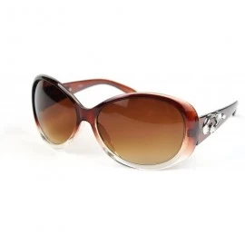 Oval Women's Fashion Oval Lens Sunglasses P3042 - Brownclear-gradientbrown Lens - CN11C6A4GFX $16.02