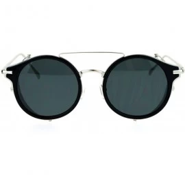 Shield Steam Punk Vintage Folding Side Visor Round Pilot Sunglasses - Silver Black - CN12N6KOZEK $12.88