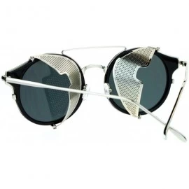 Shield Steam Punk Vintage Folding Side Visor Round Pilot Sunglasses - Silver Black - CN12N6KOZEK $12.88