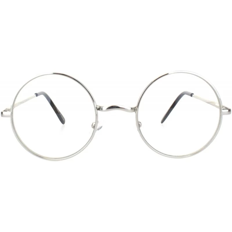 Round Mens Classic Hippie Round Circle Lens Hipster Metal Rim Eye Glasses - Silver Clear - C018OZ5NHY3 $7.28