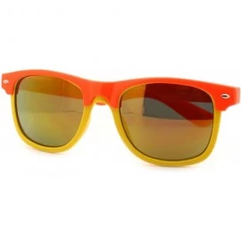 Square Multicolor Reflective Lens Square Sunglasses Colorful 2-tone Mix - Orange Yellow - CX11MQ4SHFP $18.23
