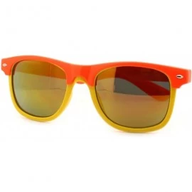 Square Multicolor Reflective Lens Square Sunglasses Colorful 2-tone Mix - Orange Yellow - CX11MQ4SHFP $10.94