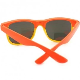 Square Multicolor Reflective Lens Square Sunglasses Colorful 2-tone Mix - Orange Yellow - CX11MQ4SHFP $10.94