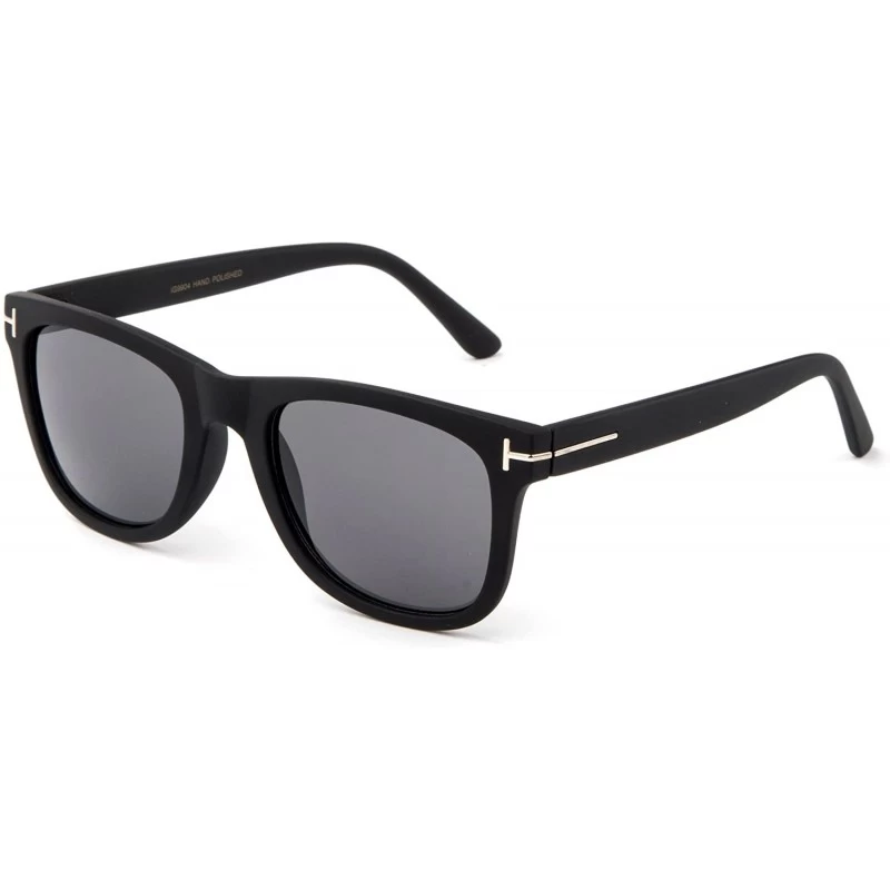 Wayfarer Classic Vintage Design Horned Rim Flash Lenses Squared Sunglasses for Adults - Rubber Black/Green - C112I3MIGHR $9.07