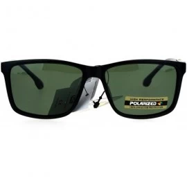 Sport Mens Anti-glare Polarized Lens Sport Rectangular Horned Luxury Sunglasses - Shiny Black Green - CM17WTXCQ8H $23.02