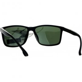 Sport Mens Anti-glare Polarized Lens Sport Rectangular Horned Luxury Sunglasses - Shiny Black Green - CM17WTXCQ8H $10.27