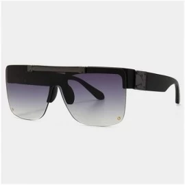 Square Oversized Square Lens Flip Sunglasses for Women and Men - C5 Gun Gradient Gray - CR1987AD4E3 $25.55