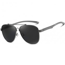 Aviator Mens Aviator Polarized Sunglasses Alloy Frame Shades for Driving Fishing Golf UV400 Protection - Grey Grey - CK18AYSK...