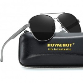 Aviator Mens Aviator Polarized Sunglasses Alloy Frame Shades for Driving Fishing Golf UV400 Protection - Grey Grey - CK18AYSK...