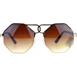 Butterfly Retro Octagonal Hippie Groove Womens Oversize Sunglasses - Gold Brown - CJ12NB3CZZA $14.32