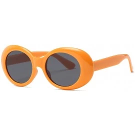 Round Clout Goggles Sunglasses Women Kurt Cobain Oval Frame Sun Glasses K0567 - Yellow&black - CV188YE57E5 $17.61