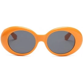 Round Clout Goggles Sunglasses Women Kurt Cobain Oval Frame Sun Glasses K0567 - Yellow&black - CV188YE57E5 $6.86