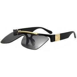 Square Oversized Square Lens Flip Sunglasses for Women and Men - C5 Gun Gradient Gray - CR1987AD4E3 $25.55