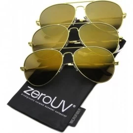 Aviator Mirrored Aviator Sunglasses for Men Women Military Sunglasses - 3-pack - Gold - C2116Q42SKV $30.28